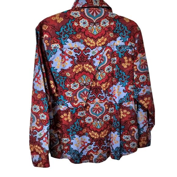 3504A) Frontier Series Multicolor Southwest Tribal Shacket Top Large - Picture 3 of 7